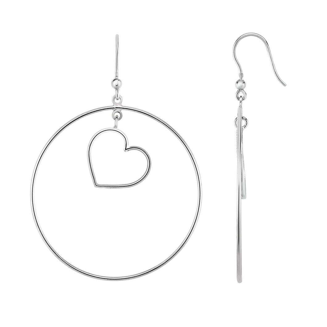 Silver Circle & Mini Heart Earring