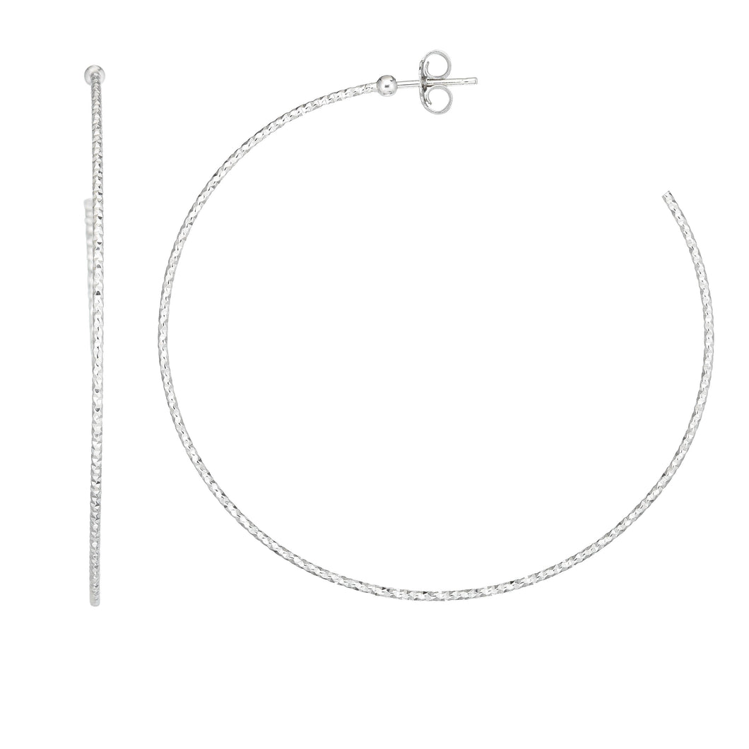 Silver Diamond Cut Circle C Hoop Earring