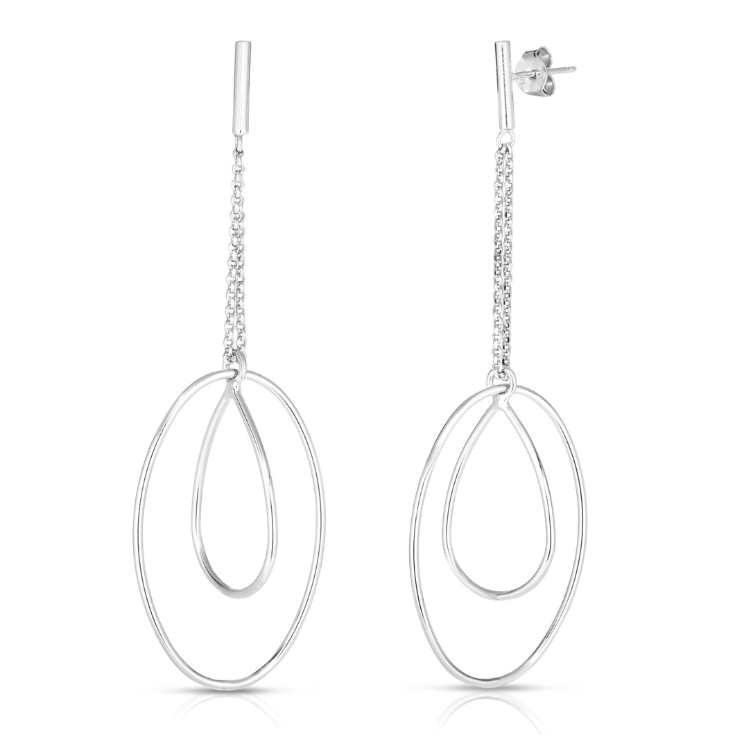 Silver Chain & Circles Drop Earring