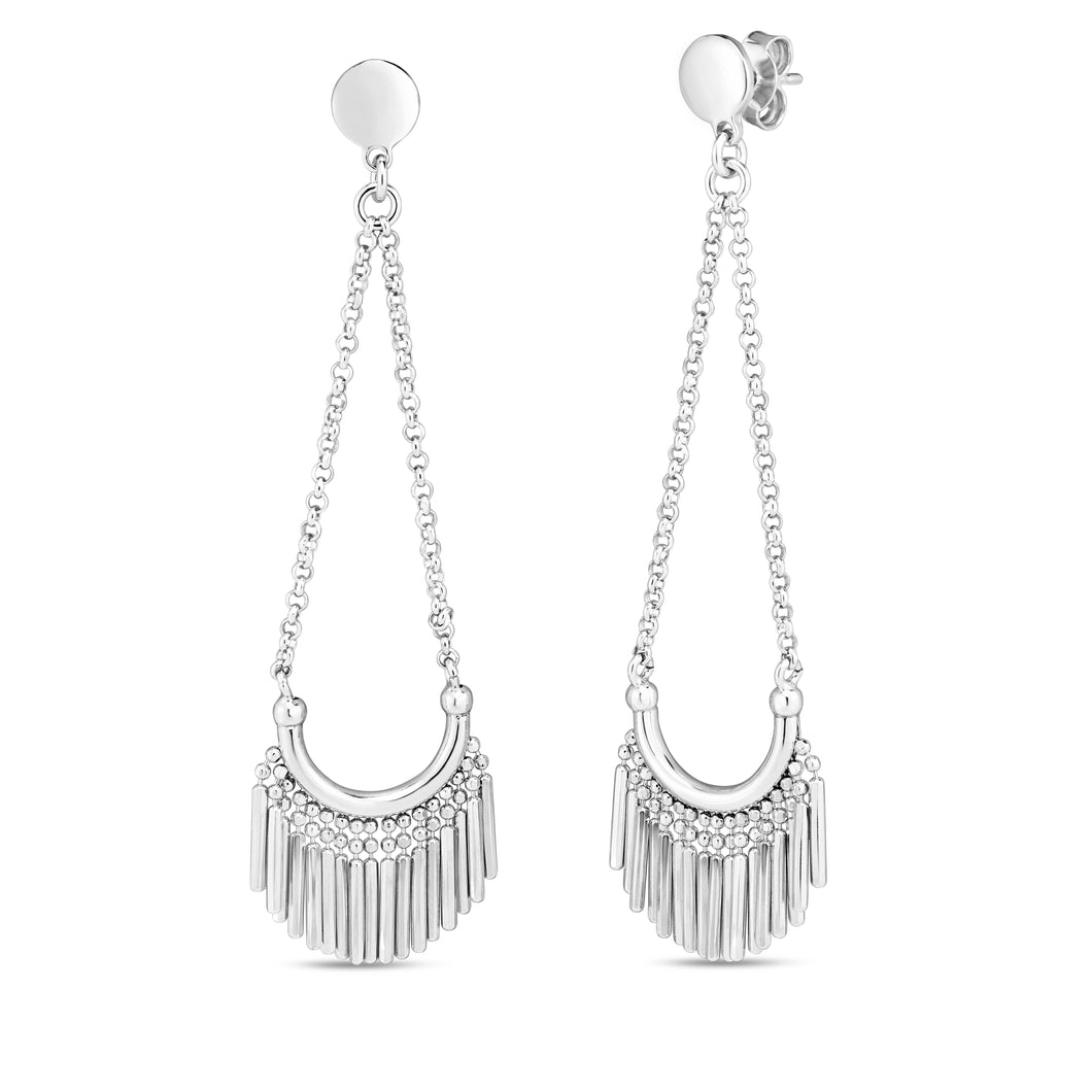 Silver Bead & Bar Fringe Earring