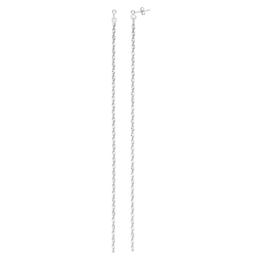 Silver Twisted Chain Cut Shoulder Duster Earring