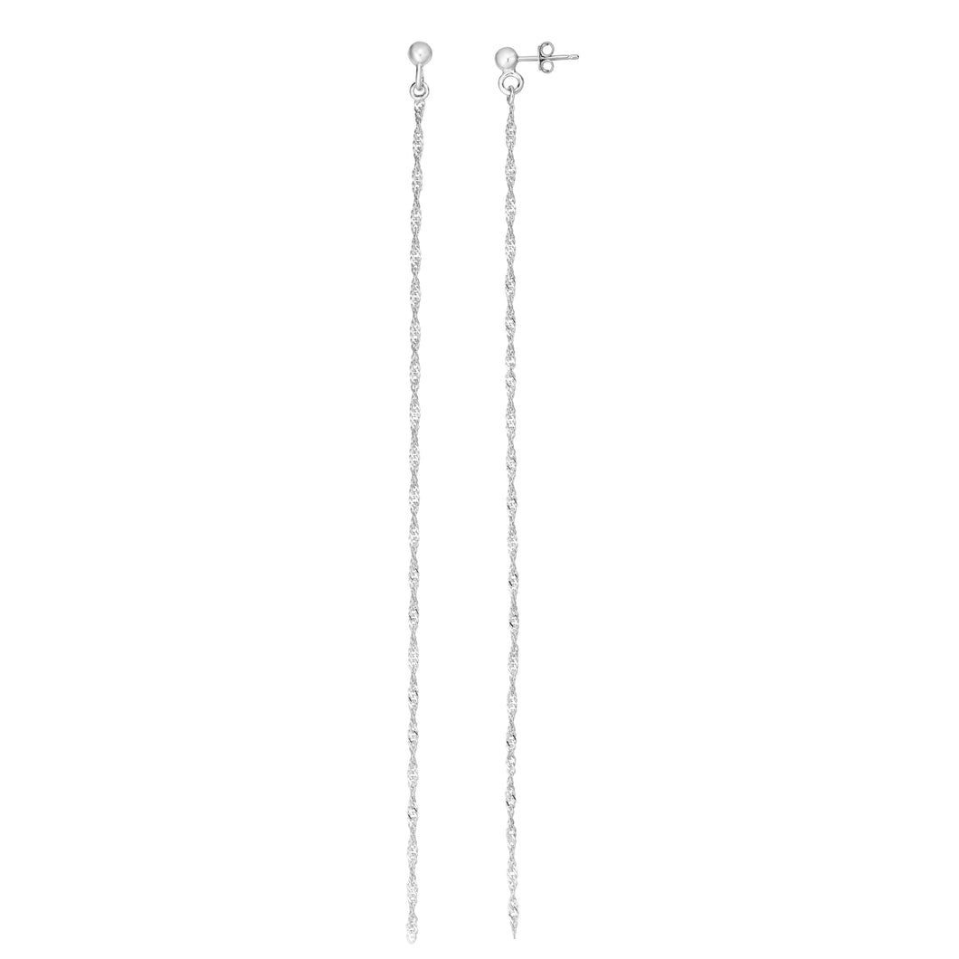 Silver Twisted Cut Rope Chain Shoulder Duster Earring