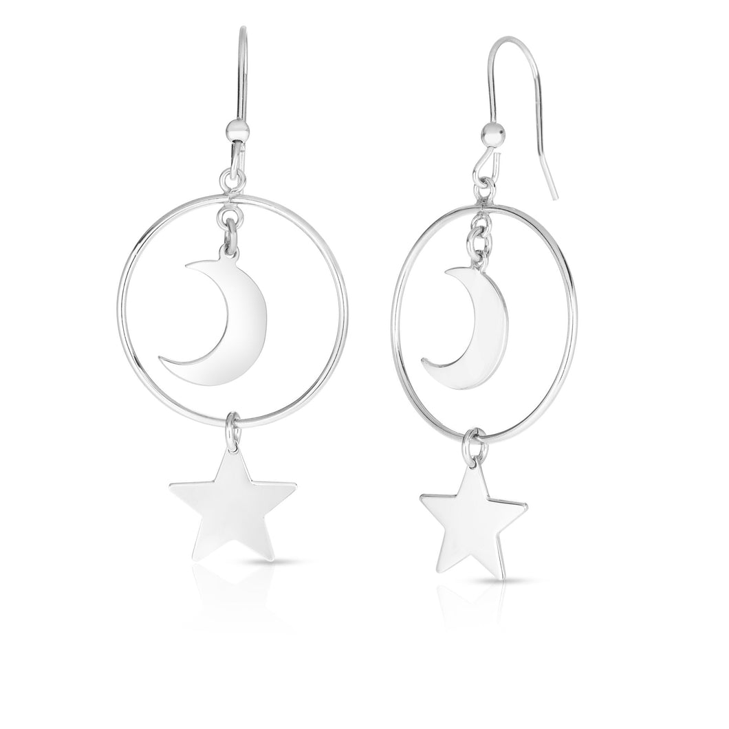 Silver Moon & Star Earring