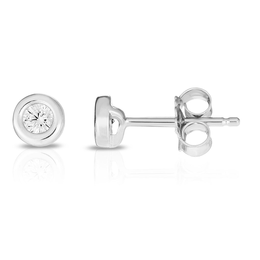 Silver CZ 3MM Bezel Set CZ Earring