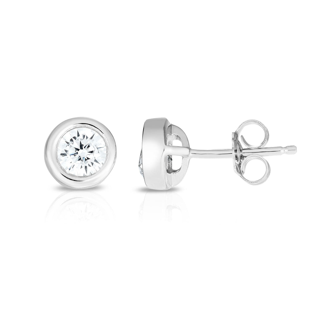 Silver 5MM Bezel Set CZ Earring