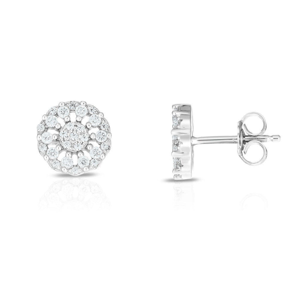 Silver CZ Mini Flower Earring