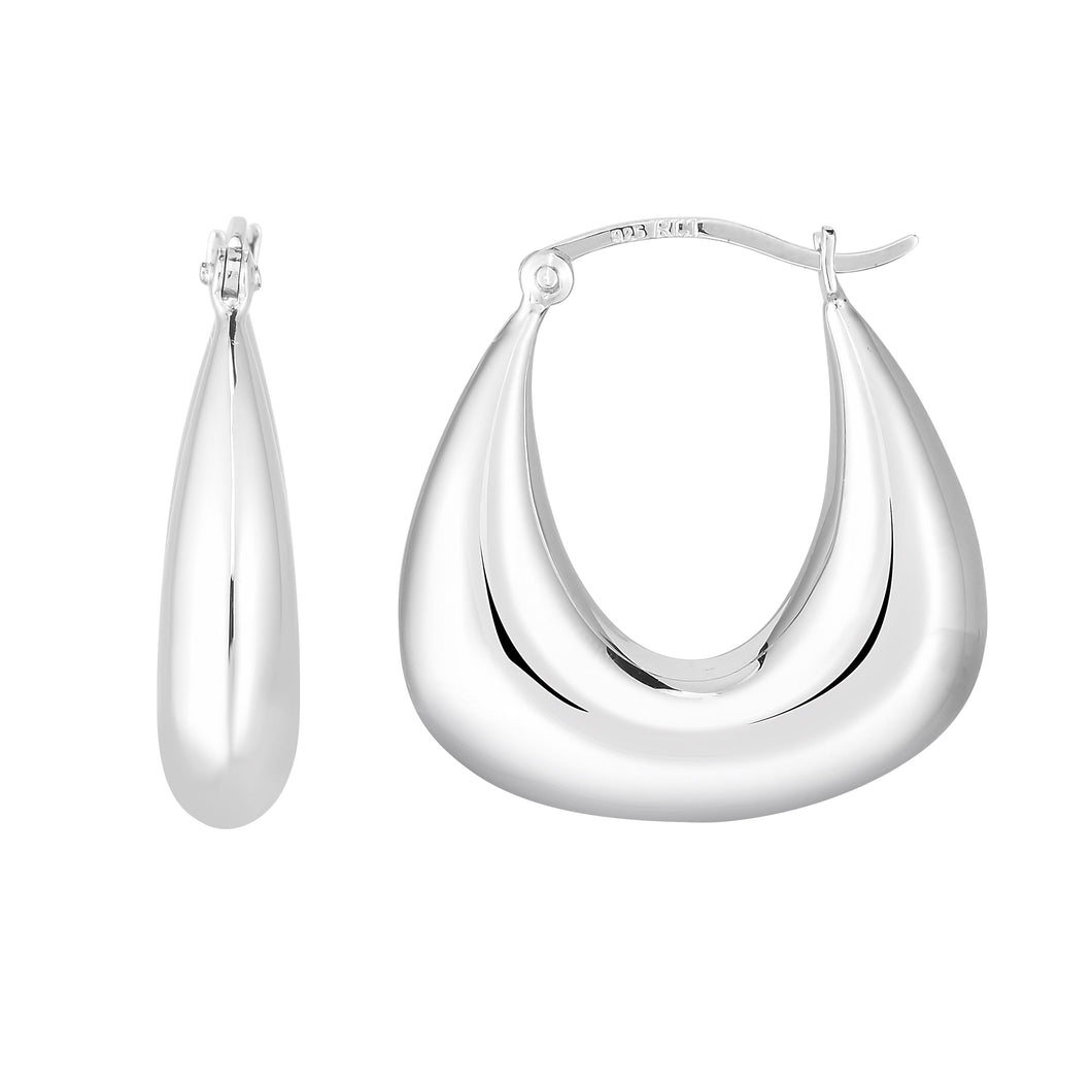 Silver Soft Triangle Puffy Hoop Earring