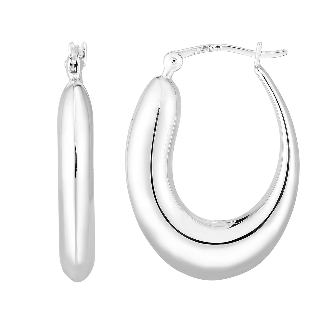 Silver Graduated Puffy Hoop Earring