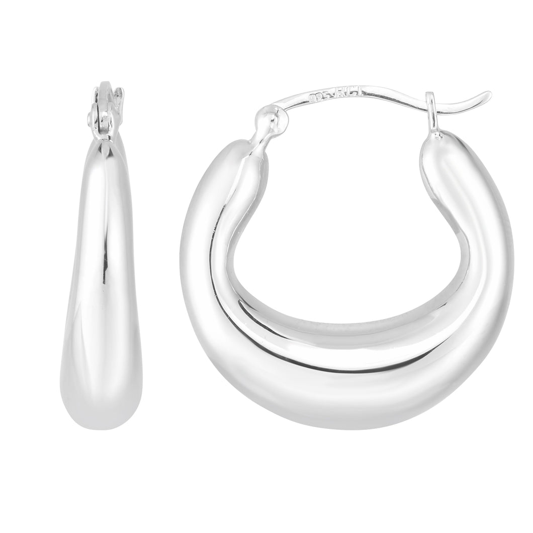 Silver U Shape Puffy Hoop Earring