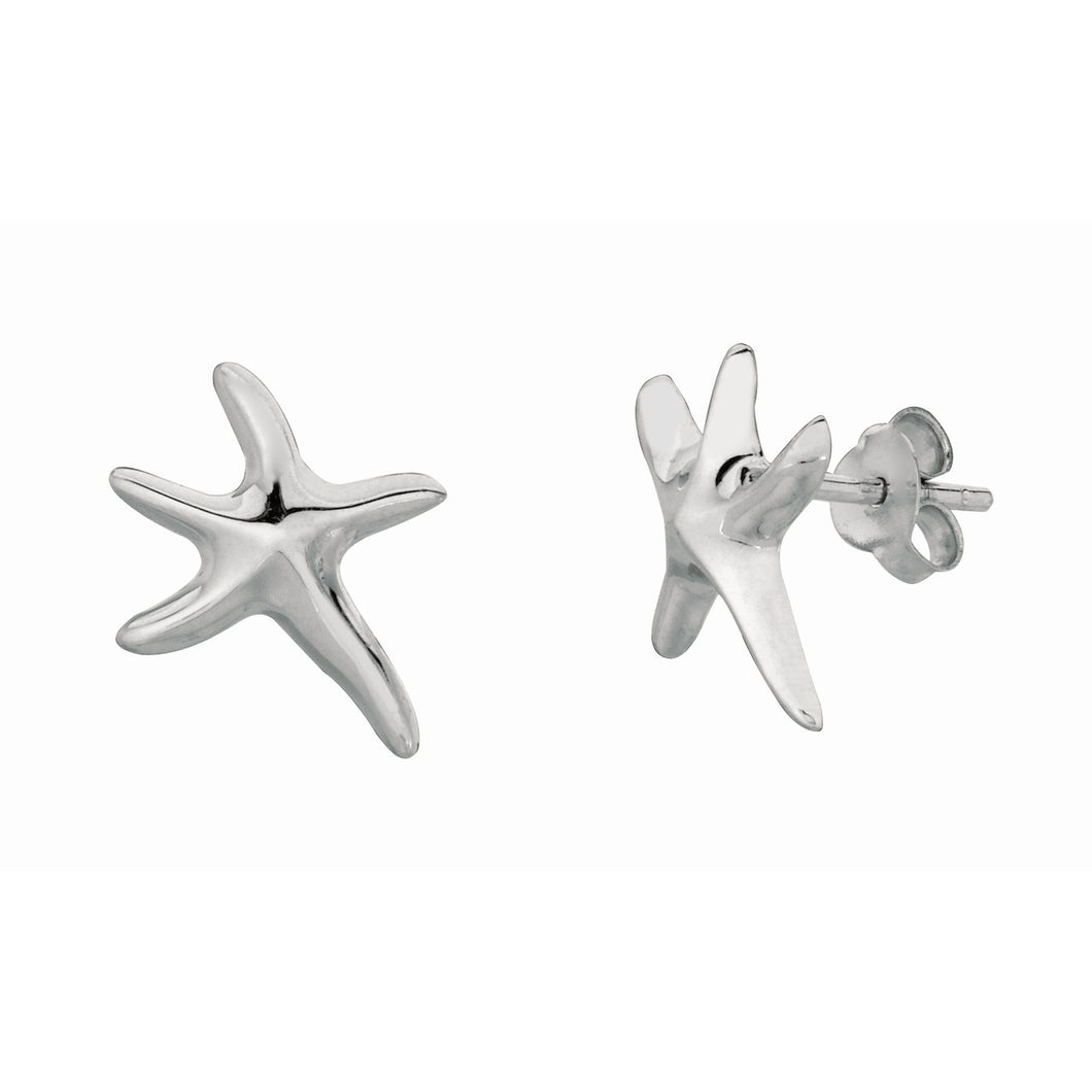 Silver Mini Polished Starfish Stud Earrings