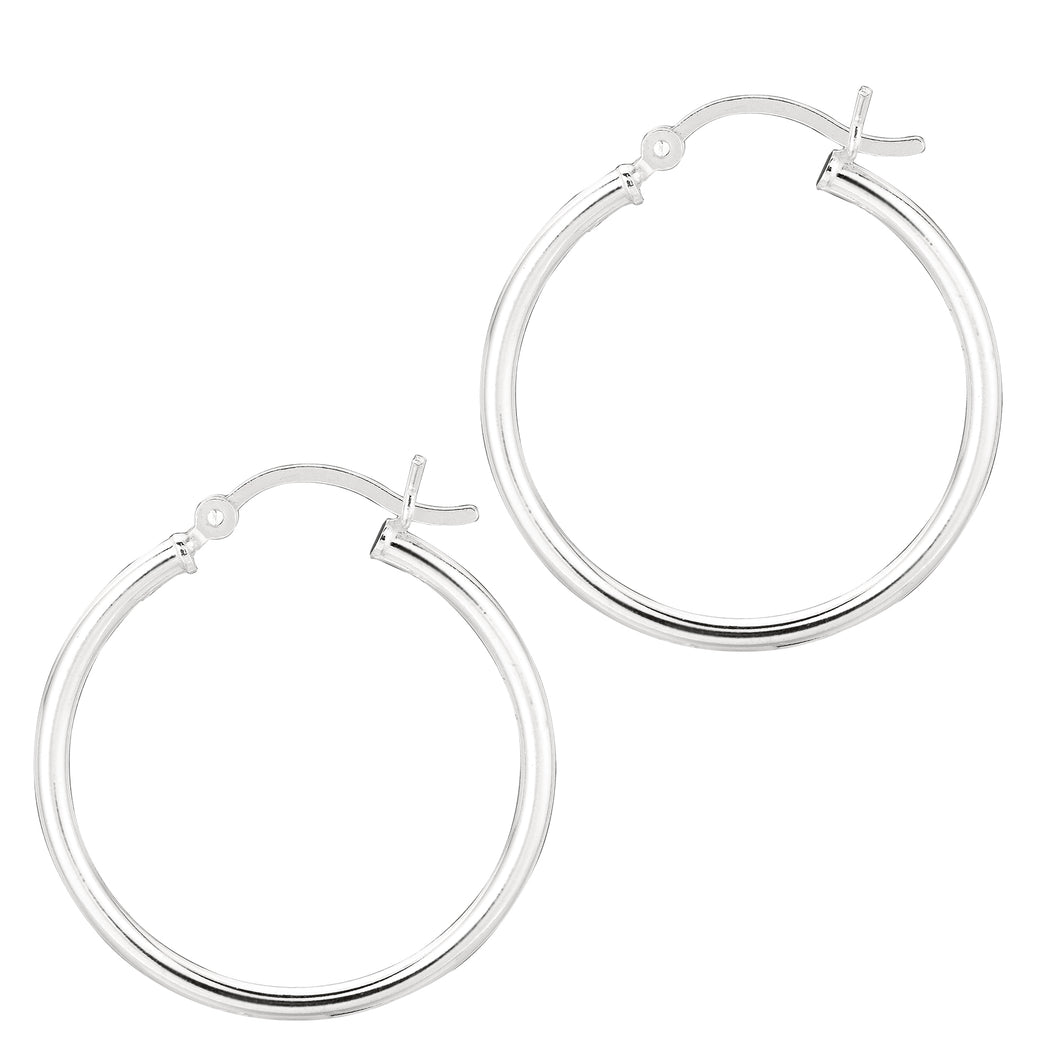 Silver 2x25mm Hoop Earring