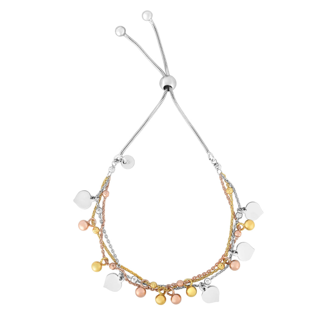 Sterling Silver Bead Dangle Friendship Bracelet