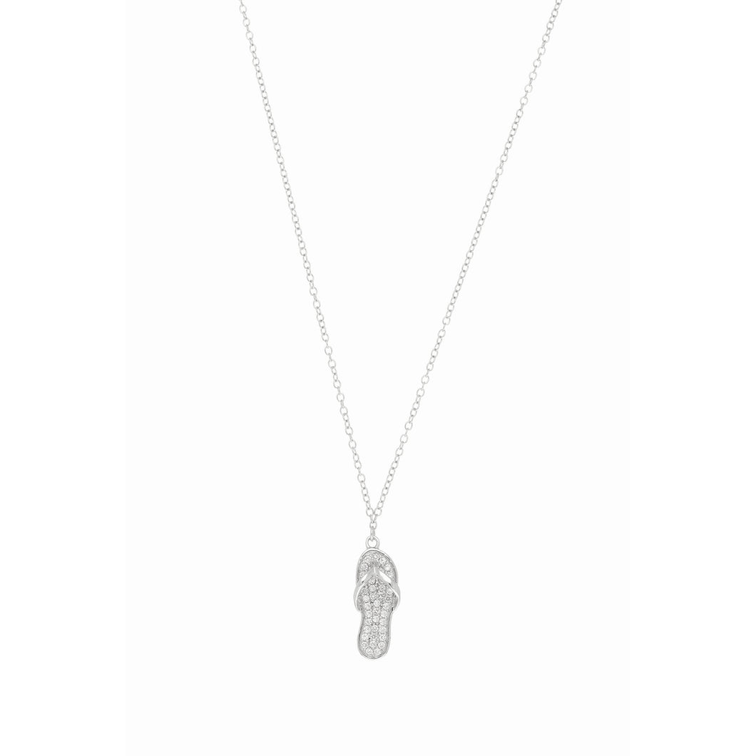 Silver CZ Flip Flop Necklace