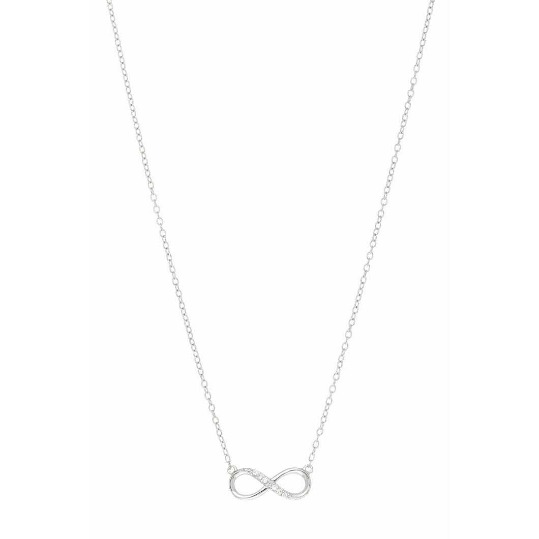 Silver 18 CZ Infinity Necklace