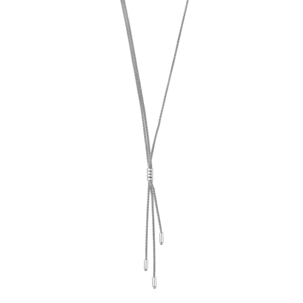 Silver Triple Strand Lariat Necklace
