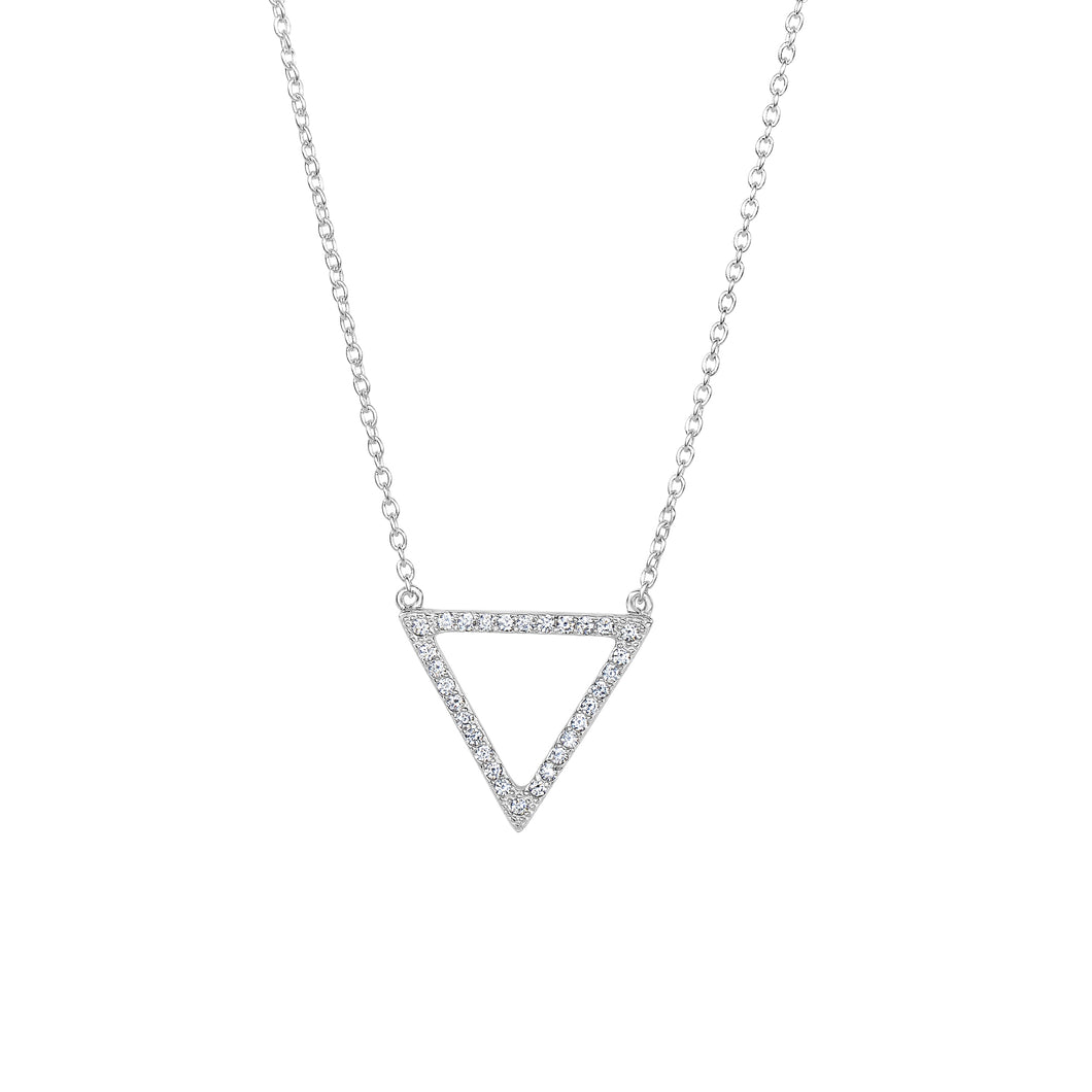 Silver CZ Triangle Necklace