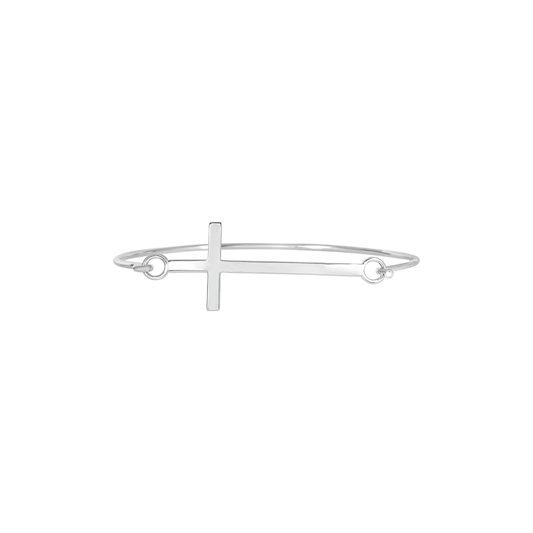Silver Sideways Cross Bangle