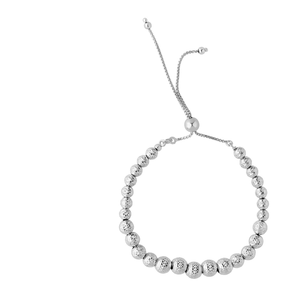 Sterling Silver Diamond Cut Bead Friendship Bracelet
