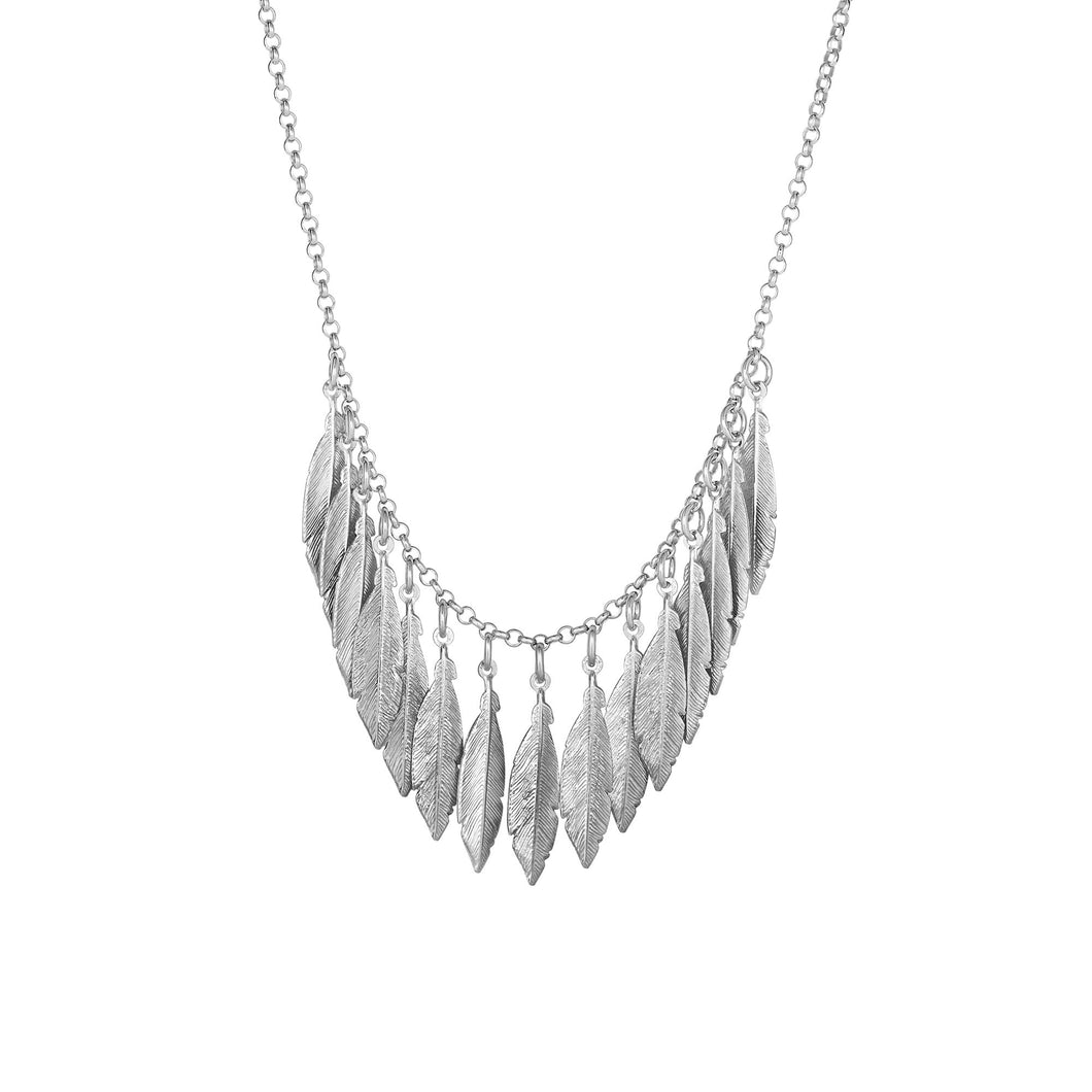 Silver Dangle Leaf Necklace