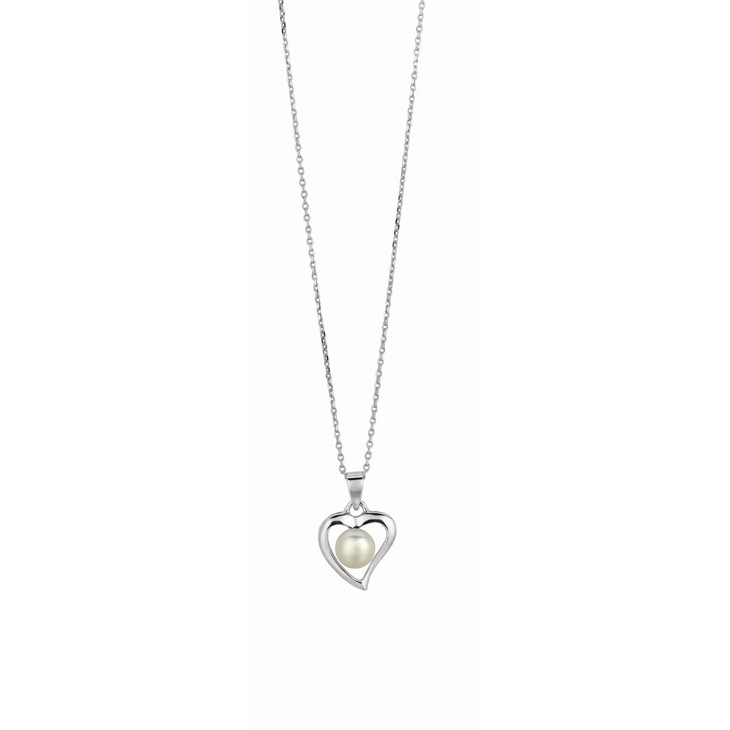 Silver Freshwater Pearl Heart Necklace