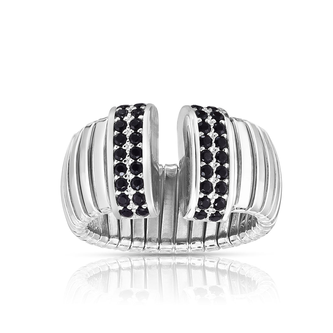 Silver Cavour Black CZ Ring