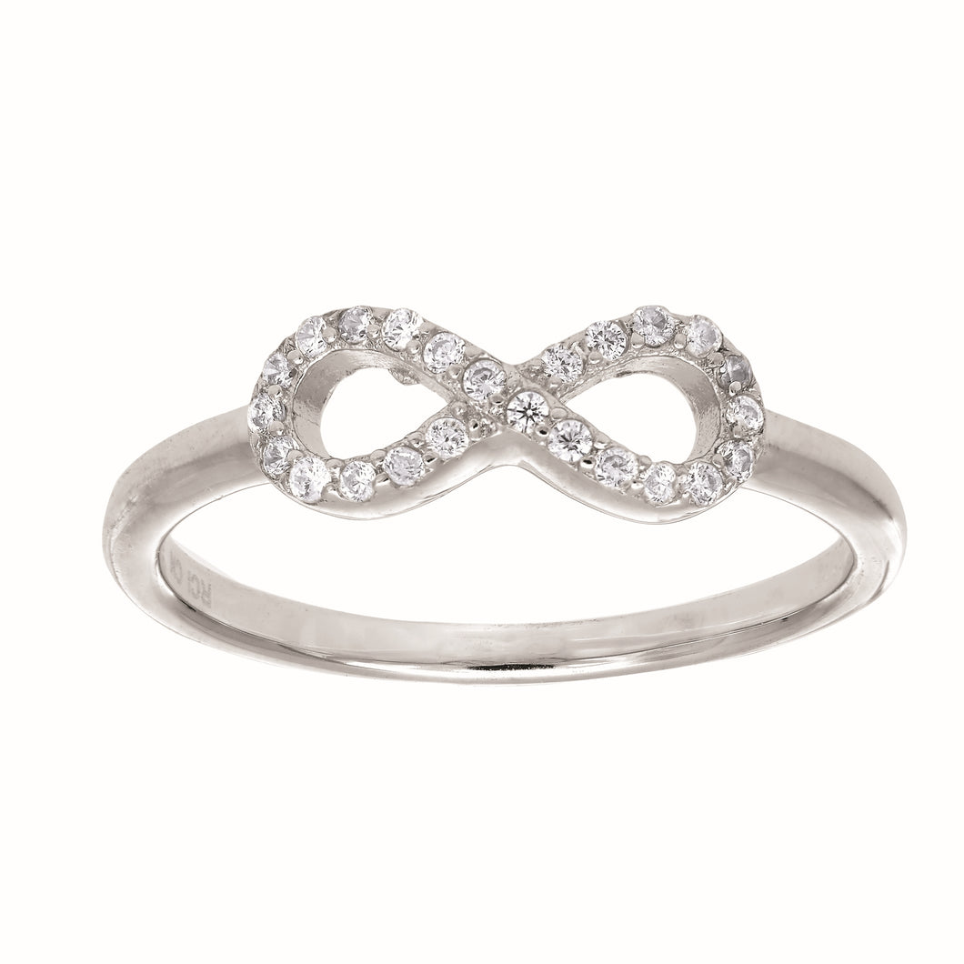 Silver CZ Infinity X Ring