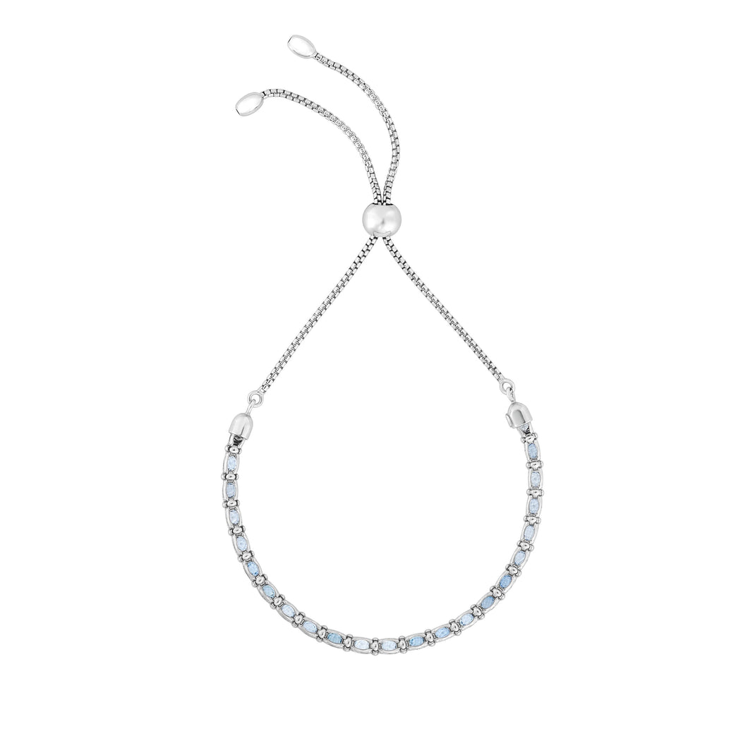 Silver Blue CZ Bolo Bracelet