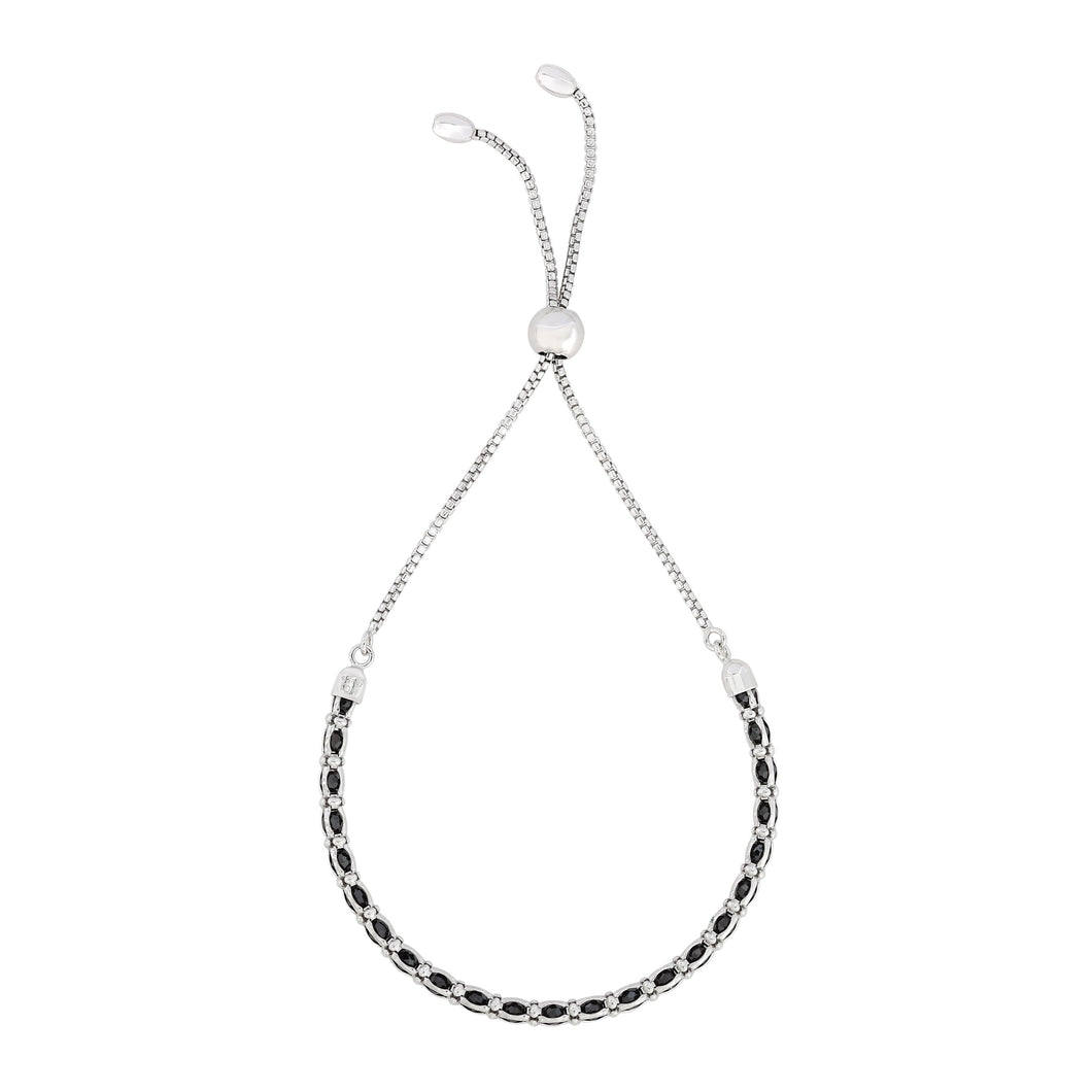 Silver Black CZ Bolo Bracelet