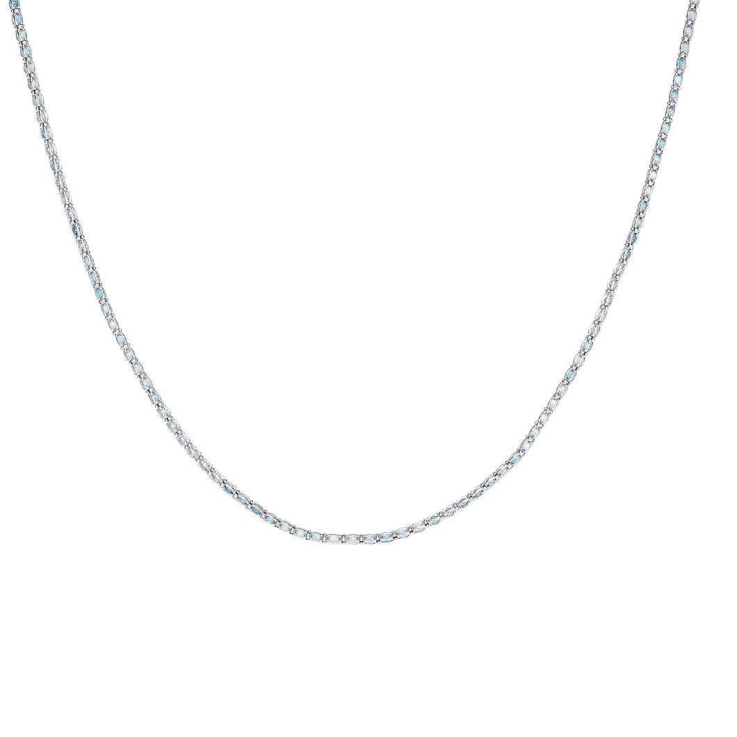 Silver Blue CZ Necklace