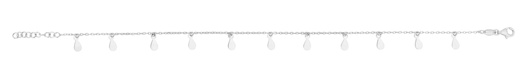 Silver Polished Dangle Disc Anklet