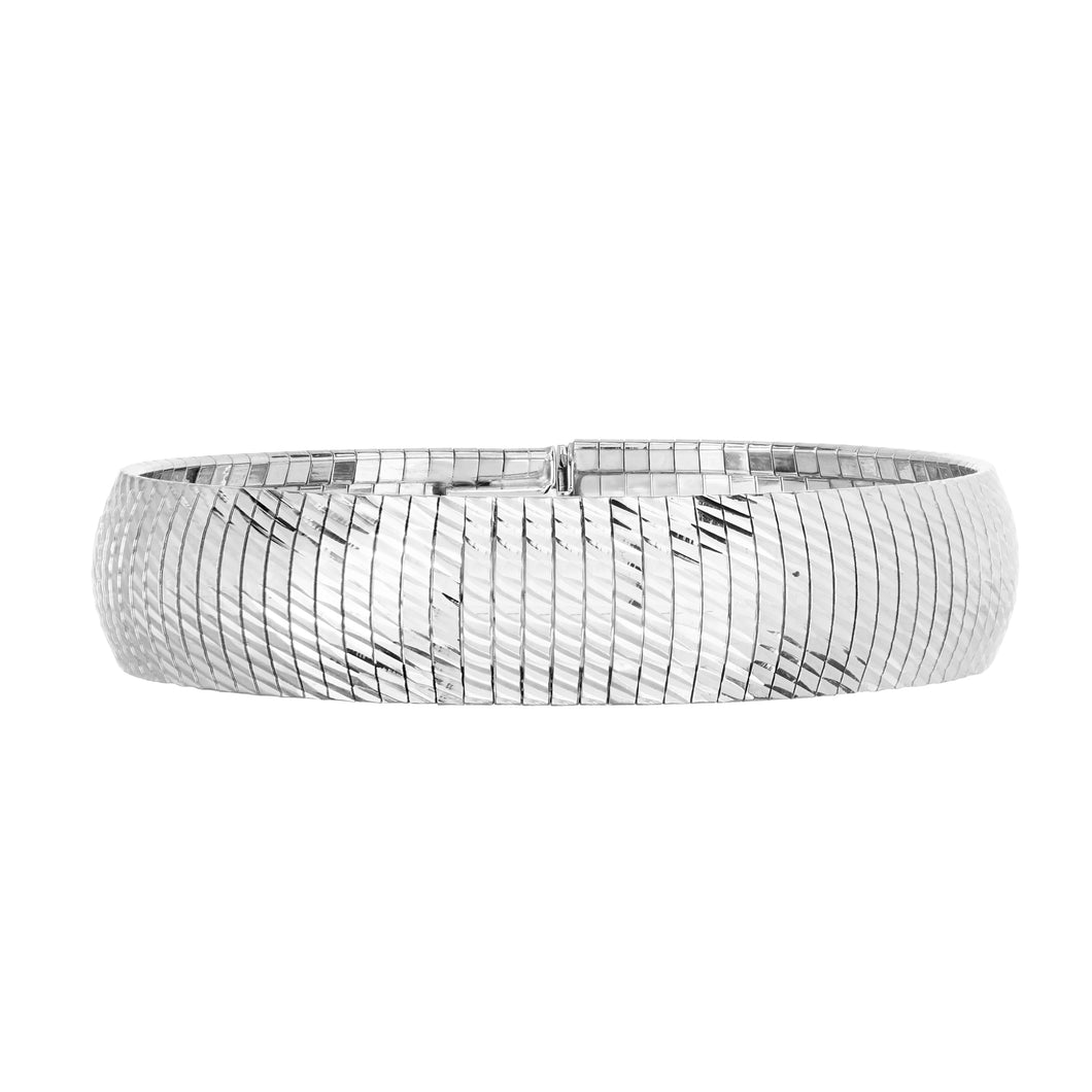 Silver 14mm Linear Diamond Cut Cubetto Bracelet