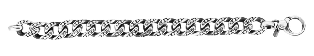 Silver 13.5mm Men's Gunmetal Open Miami Cuban Dot Bracelet