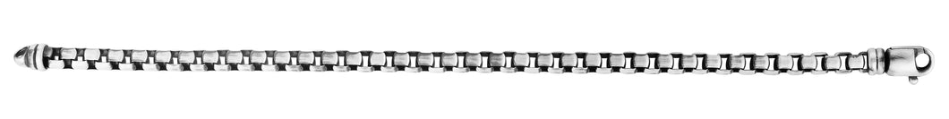 Silver 5mm Men's Gunmetal Round Box Necklace