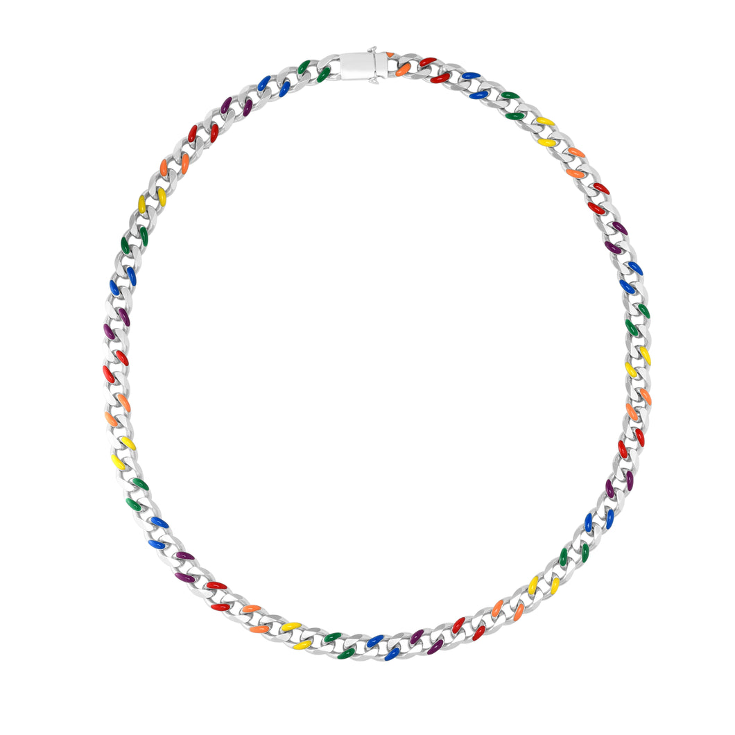 Silver Rainbow Miami Cuban Necklace