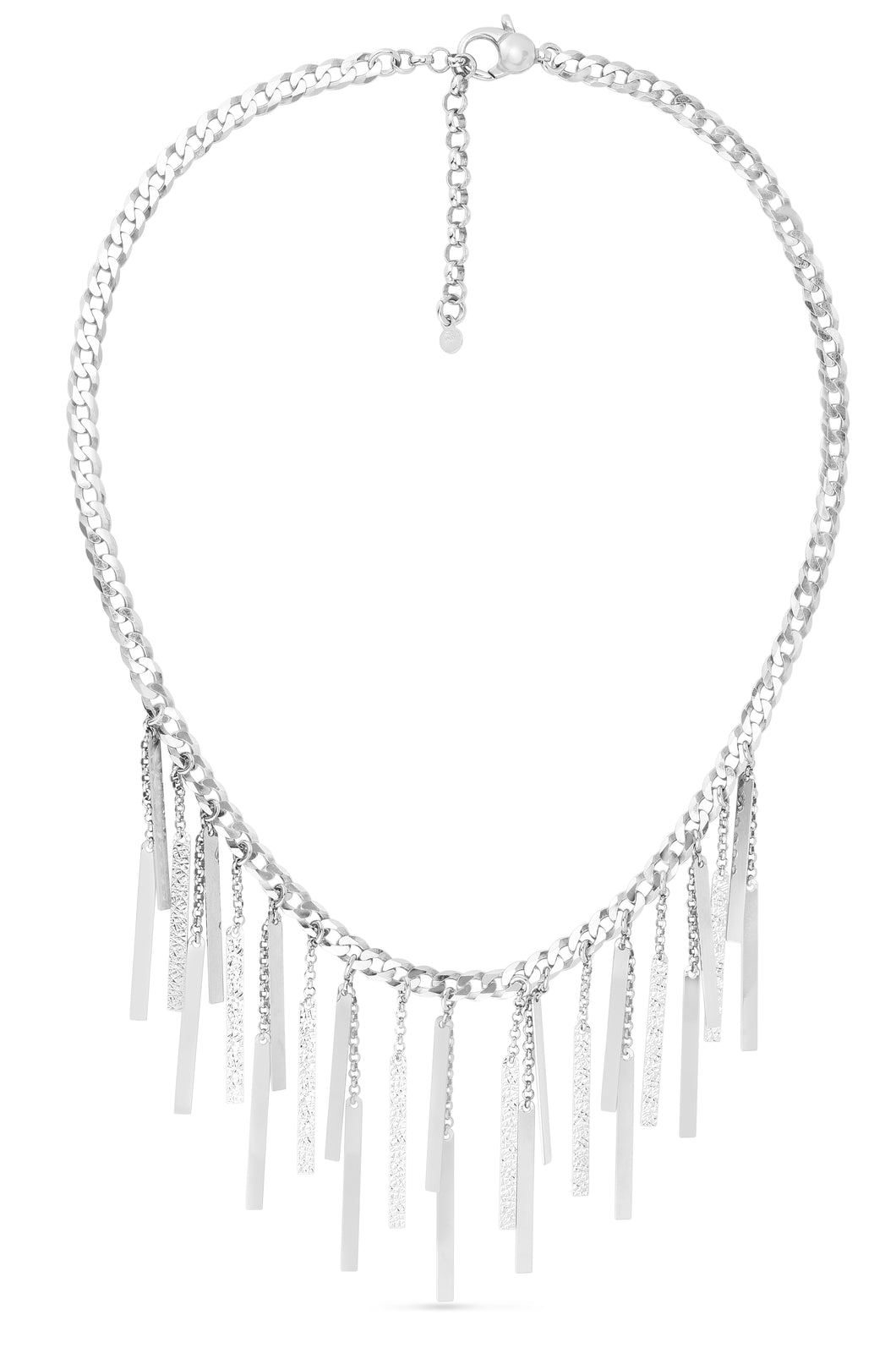 Silver Bar Fringe Choker