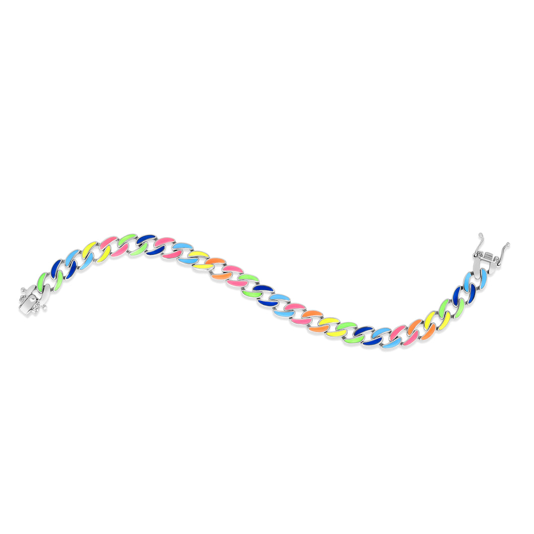 Silver Multicolor Miami Cuban Bracelet
