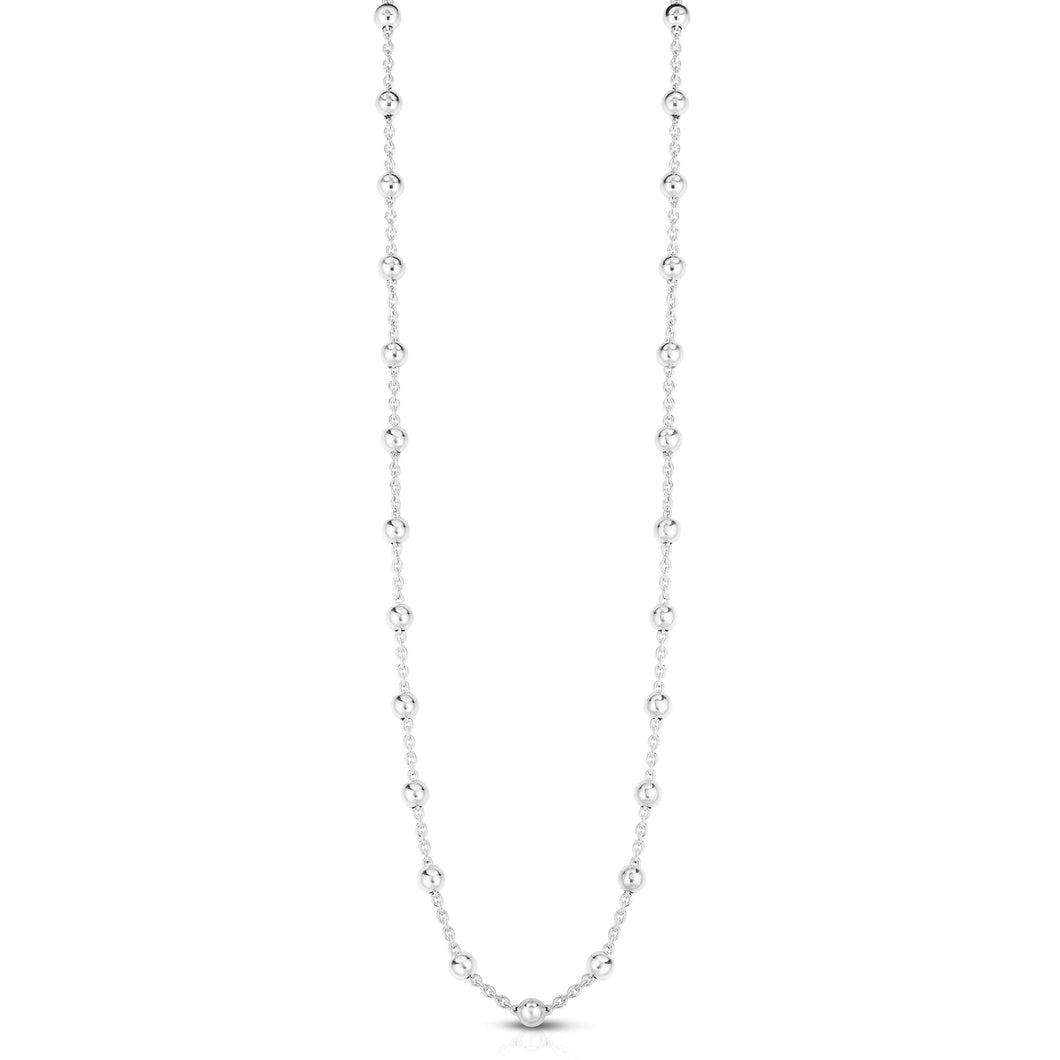 Silver Multi Bead Station Necklace