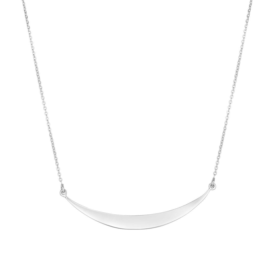 Silver Flat Curved Bar Necklace
