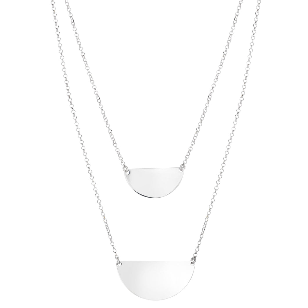 Silver Double Layer Crescent Necklace