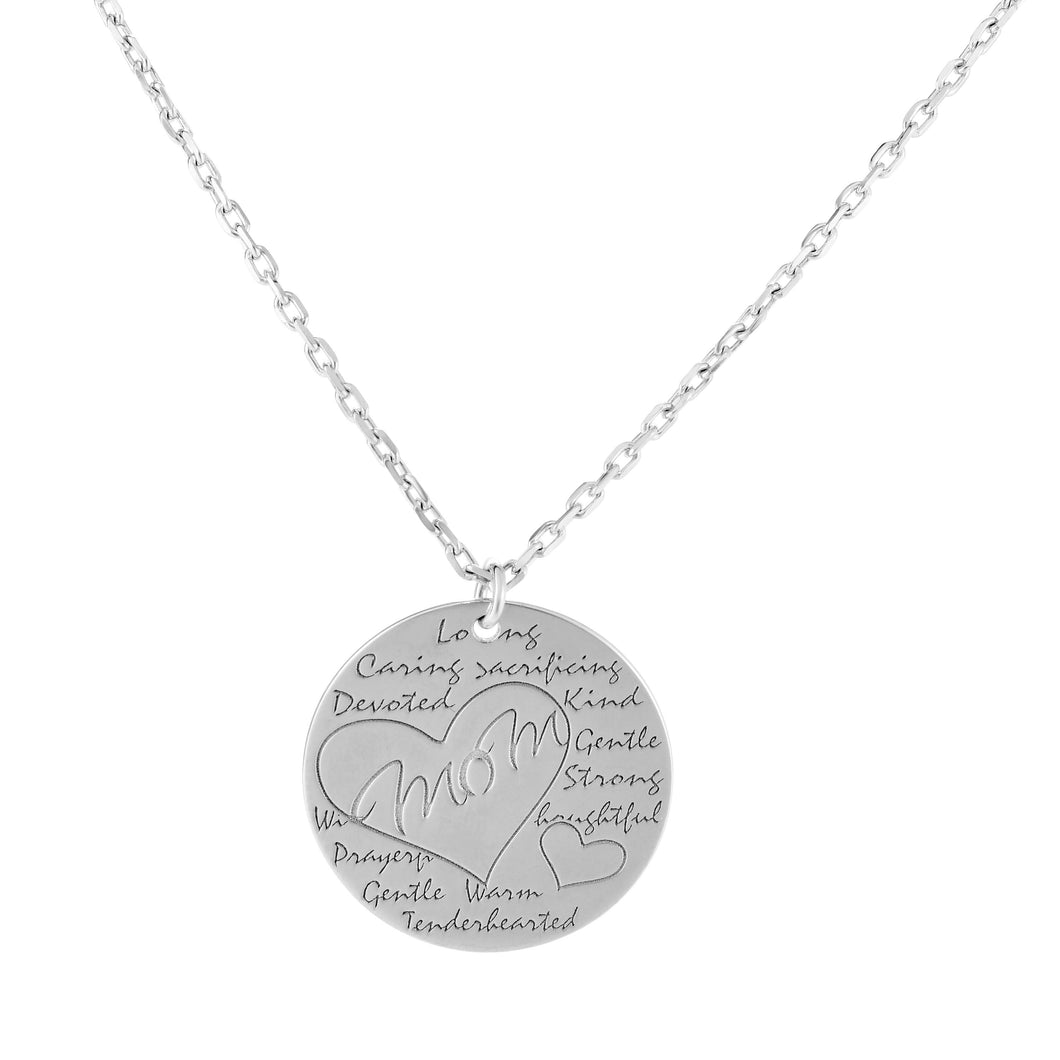 Silver Mom Disc Necklace