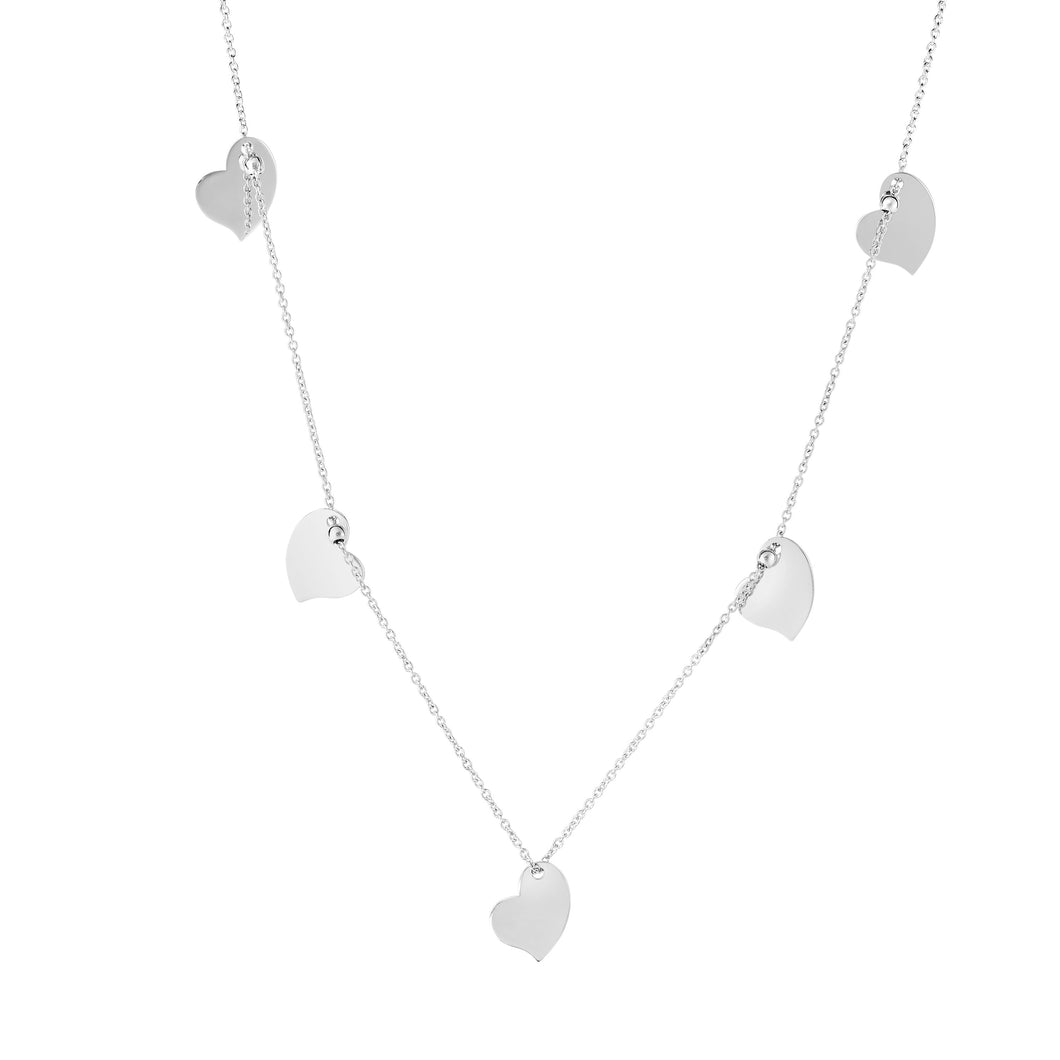 Silver Dangle Hearts Necklace