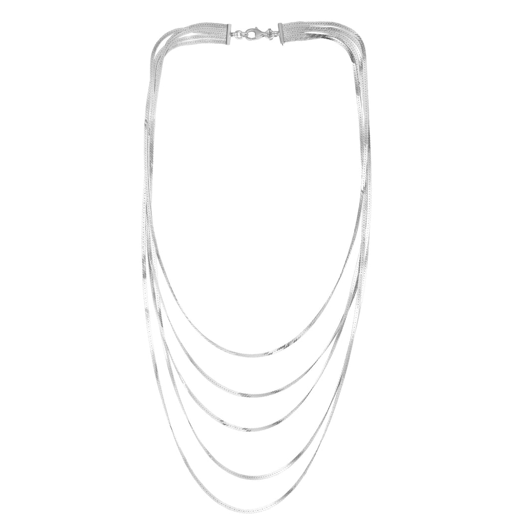 Silver Flat Chain Multistrand Necklace