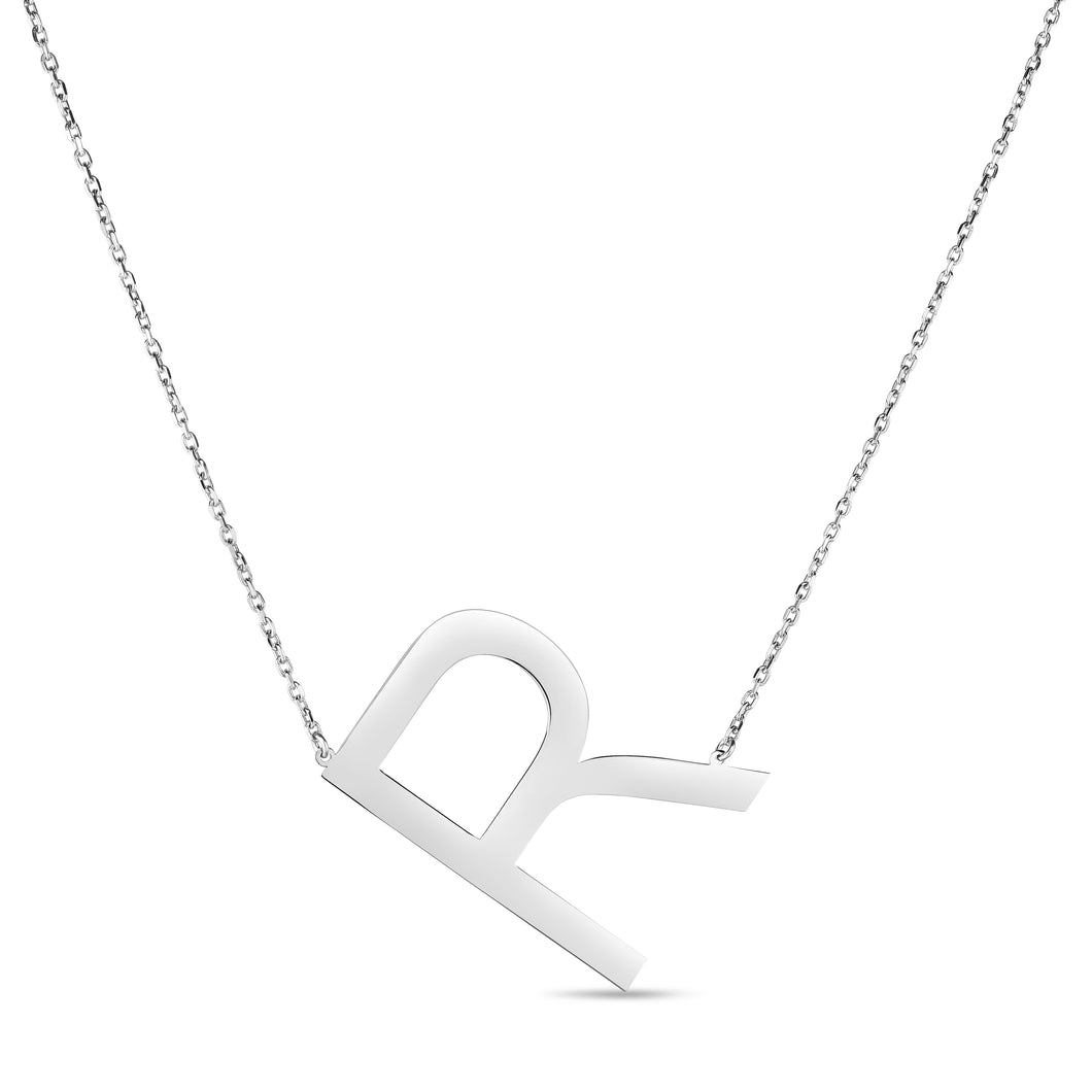 Silver R Letter Necklace