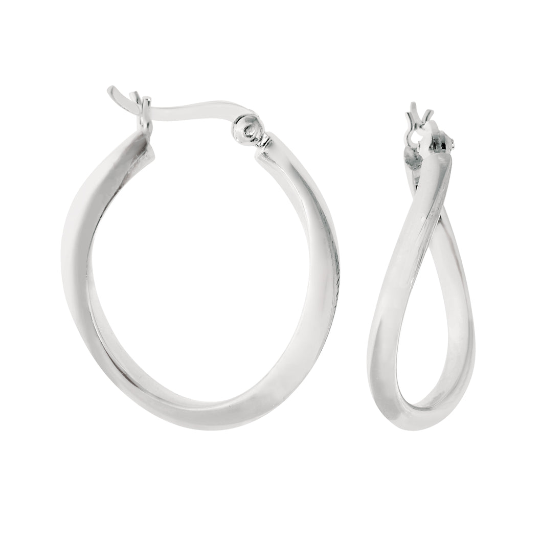 Silver Wavy Polished Hoop Earring