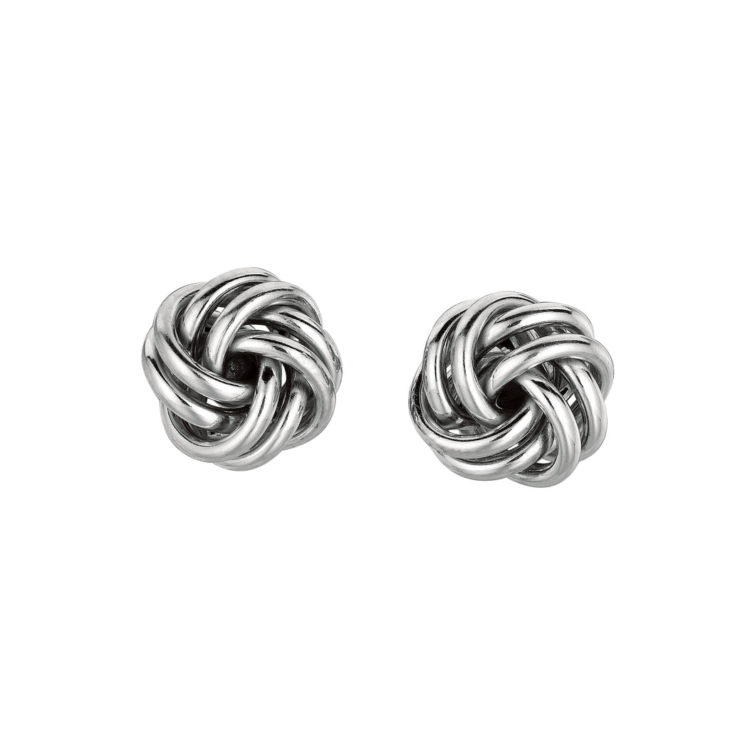 Silver Mini Double Row Polished Love Knot Earring