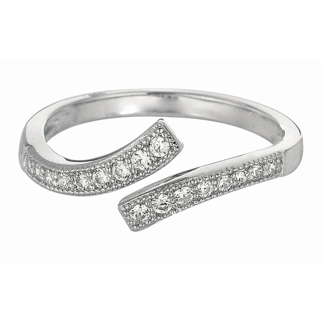 Silver Bypass Swirl CZ Toe Ring