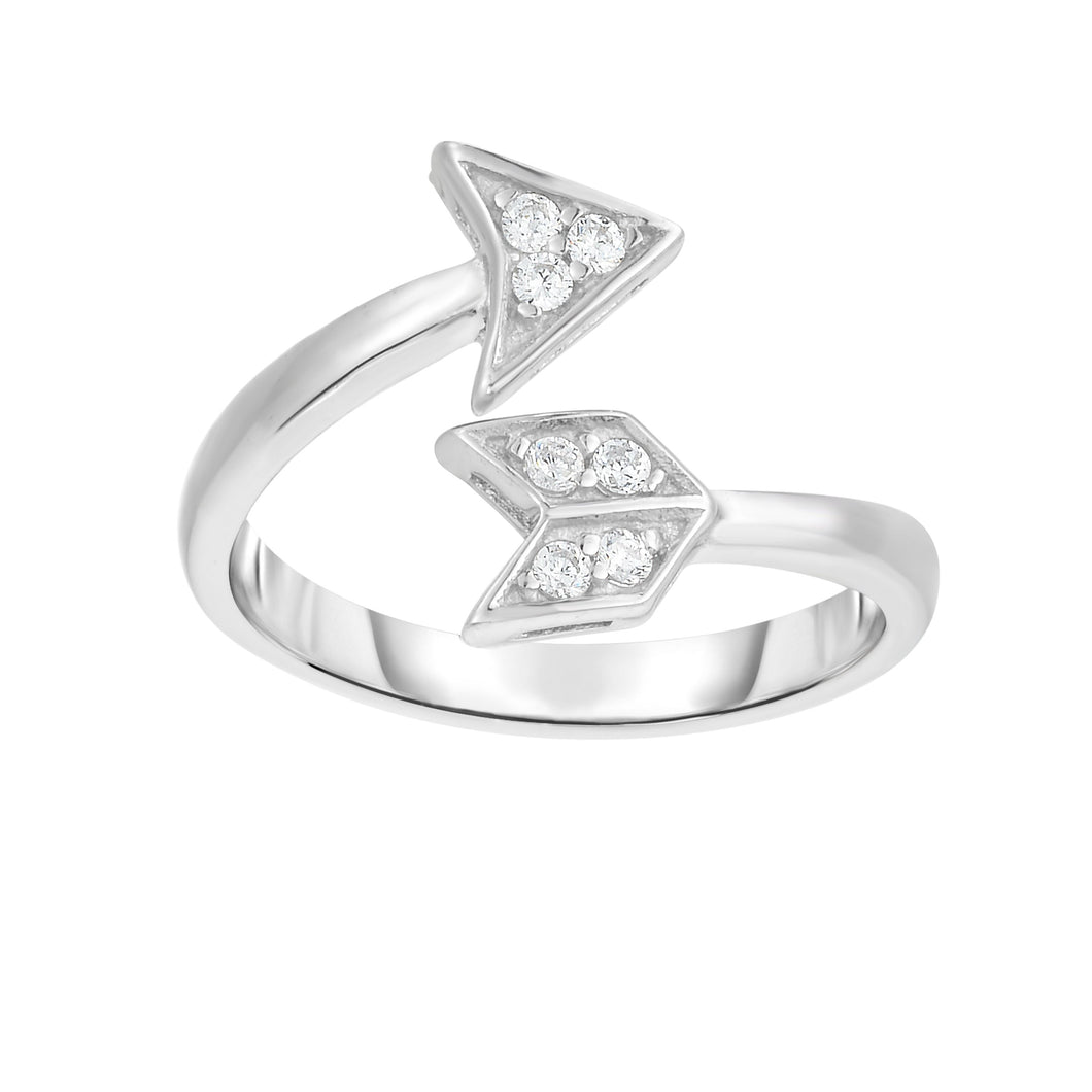 Silver Bypass CZ Arrow Toe Ring