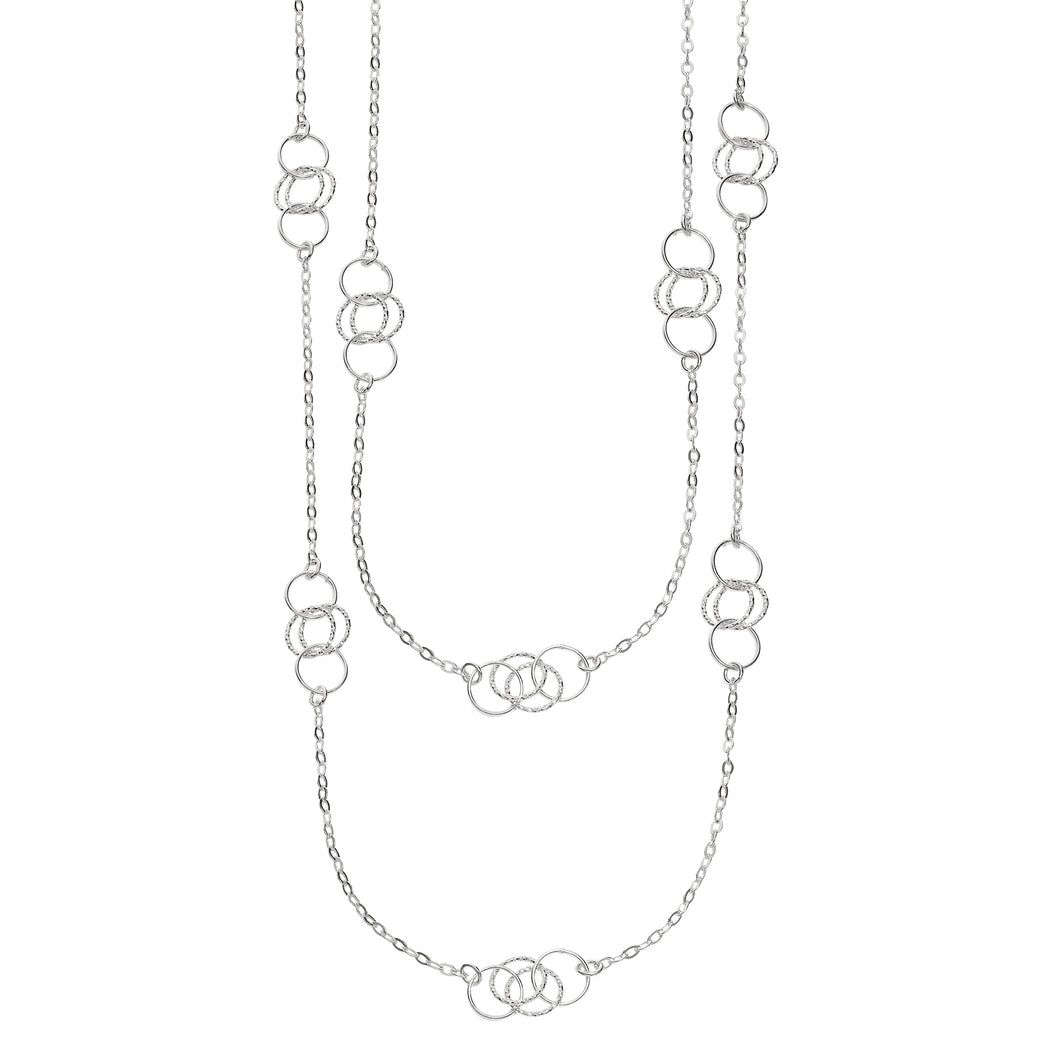 Silver Long Circle Station Necklace