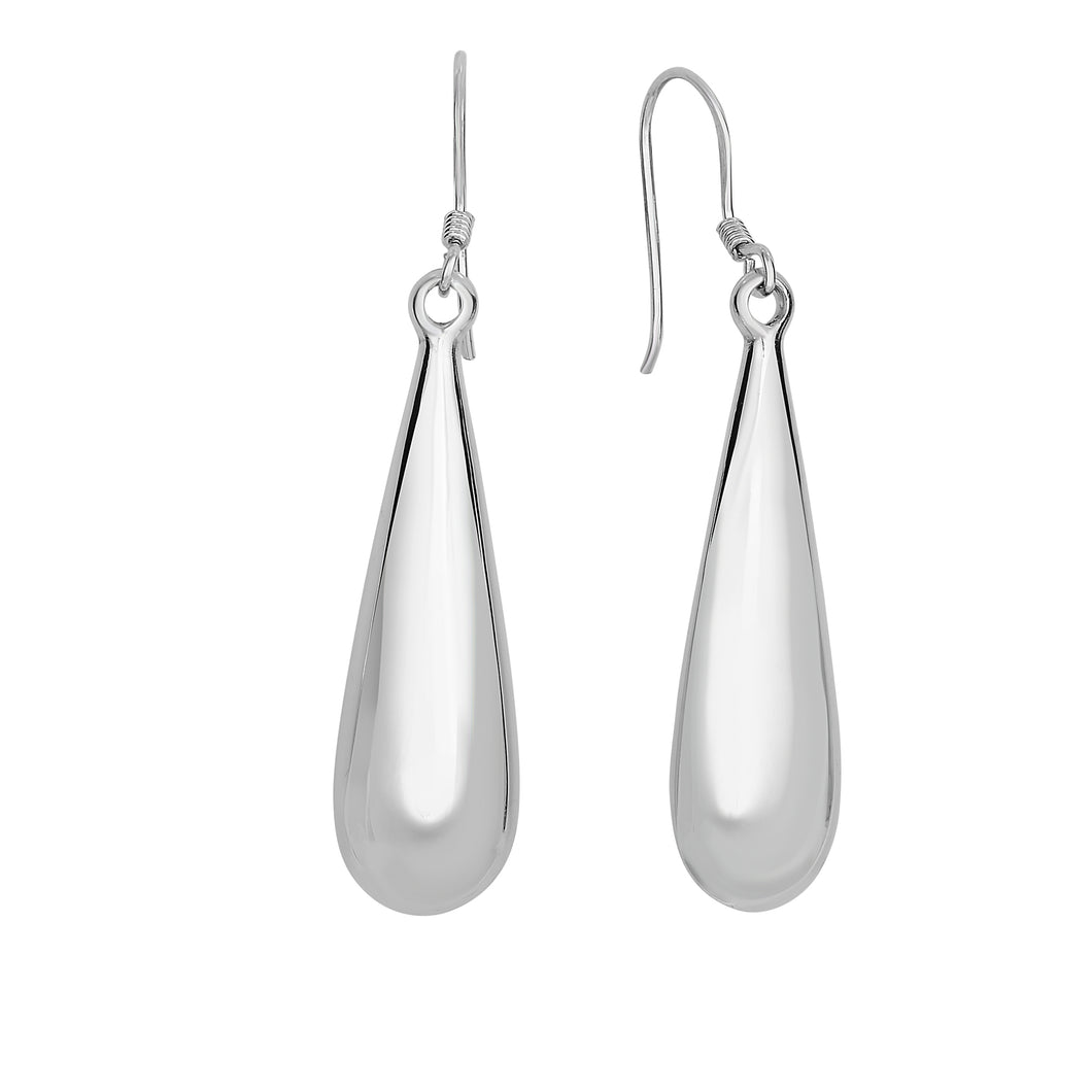 Silver Long Puff Teardrop Earring