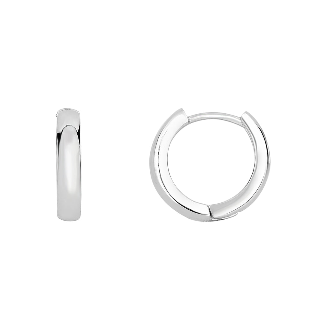 Silver 3.6x13.5mm Huggie Earring